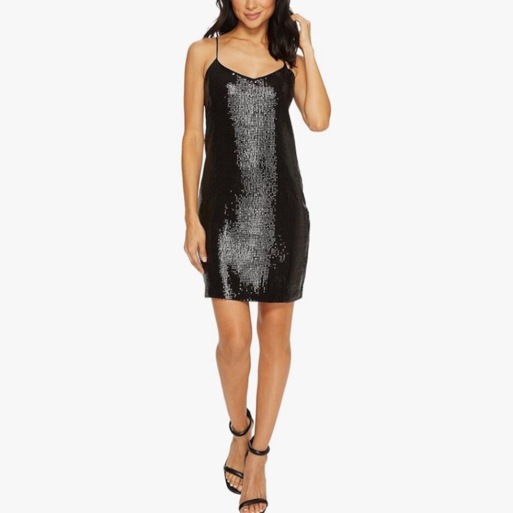 Vince Camuto All Over Black Sequin Cami Mini Dress